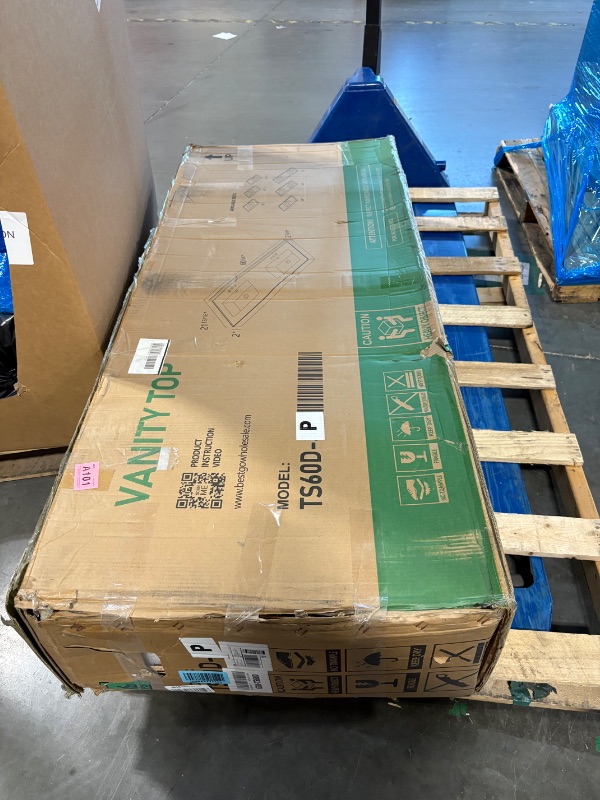 Photo 1 of **FACTORY SEALED/EVEYTHING INSIDE BOX IS STILL WRAPPED AND NAILED DOWN**GETPRO Vanity Top 60 in. W x 22 in. D Solid Surface Cultured Marble Bathroom Vanity Double Sink Top and Integrated Backsplash White Vanity Countertop with Single Faucet Hole