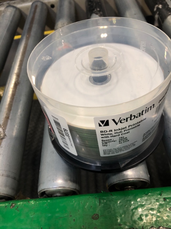 Photo 1 of ***Listed as used due to qty. not confirmed***Verbatim BD-R 25GB 16X Blu-ray Recordable Media Disc DataLifePlus White Inkjet Hub Printable - 50pk Spindle - 97339