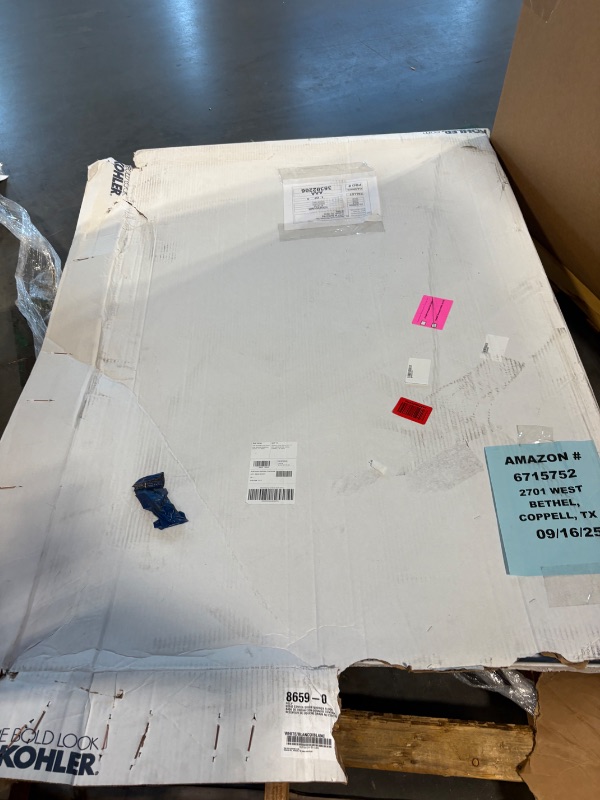 Photo 1 of **MINOR BRAKES ON CRONERS**KOHLER K-8659-0 Rely 60" x 42" Acrylic Alcove Shower Base with Single-Threshold, Molded-In Textured Floor, Center Drain, White