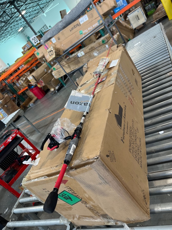 Photo 1 of **LOOK AT PHOTO OF THE HANDLE** Abu Garcia Max X Spinng Reel and Fishing Rod Combo with Berkley PowerBait Swim Shad Soft Bait Clam, Red, 6'6" - Medium - 1pc