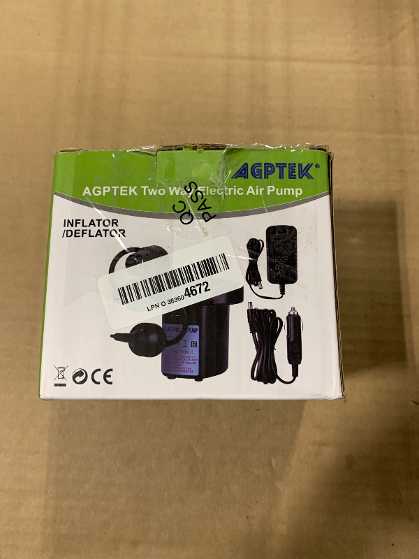 Photo 1 of **WITHOUT CHARGER** AGPTEK Electric Air Pump,Portable Air Pump with 3 Nozzles, 4.5kPa Quick-Fill,110V AC/12V DC Inflator/Deflator Pumps for Outdoor Camping, Inflatable Air Mattress Beds, Boats, Swimming Ring