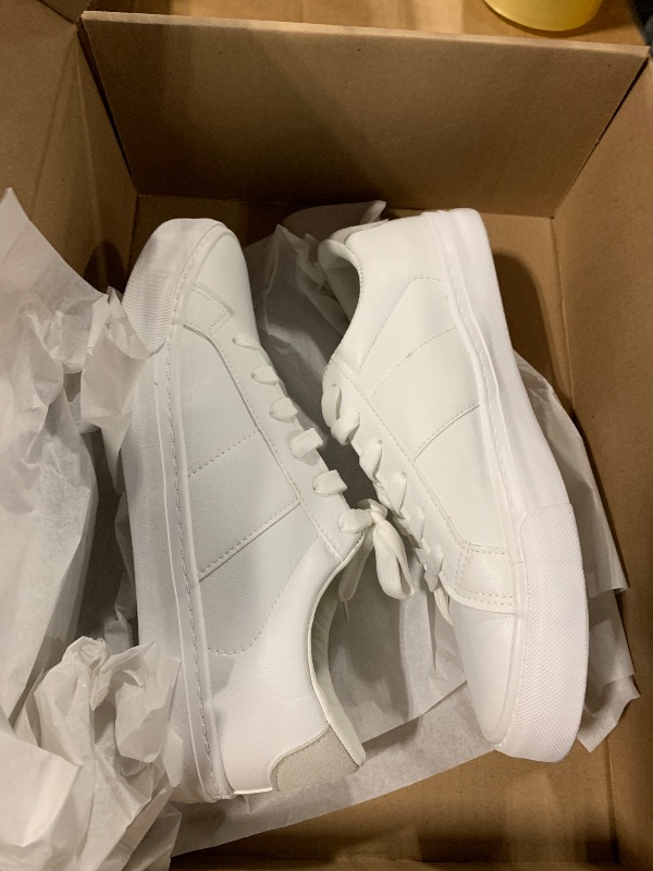 Photo 1 of **A LITTLE DIRTY**ZGR Men's Synthetic Leather White Sneakers,Low Top White Tennis Shoes,Lace up Casual Shoes(White,US9.5)