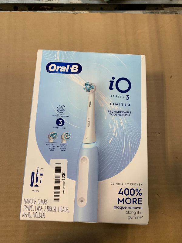 Photo 1 of ** NEW FACTORY ** Oral-B iO Deep Clean Rechargeable Electric Powered Toothbrush, White with iO Series 3 Limited, 2 Brush Heads and Travel Case - Pressure Sensor to Protect Gums - 3 Cleaning Settings - 2 Minute Timer