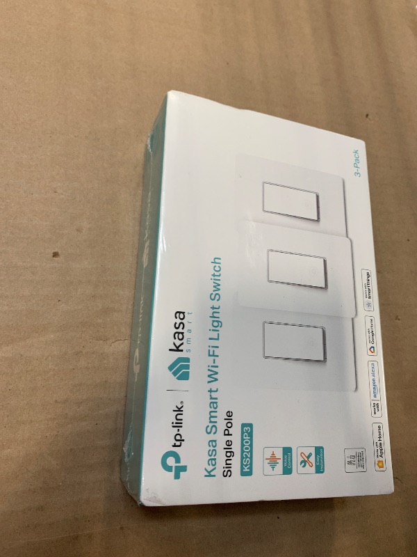 Photo 1 of ** NEW FACTORY SEALED ** Kasa Apple HomeKit Smart Light Switch KS200P3, Single Pole, Neutral Wire Required, 2.4GHz Wi-Fi Light Switch Works with Siri, Alexa and Google Home, UL Certified, No Hub Required, White, 3-Pack