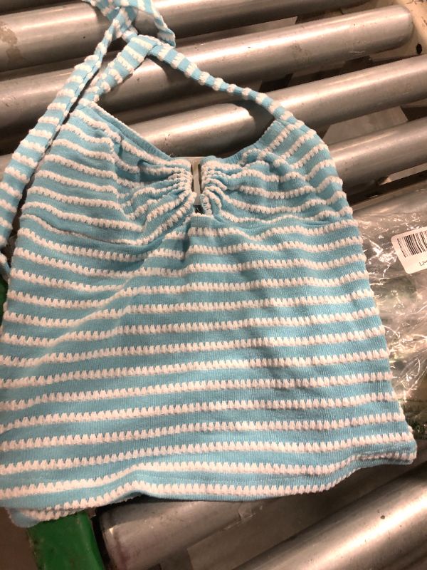 Photo 1 of ** TOP ONLY** Knitted Set Women Stripe Halter Top Shorts Set Stretch Tracksuits Soft Y2k Lounge Outfits Crochet Set