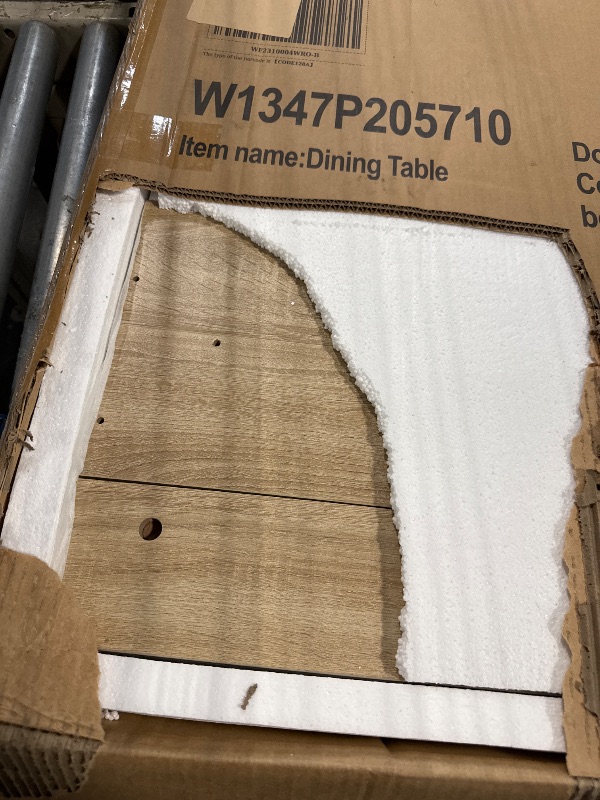 Photo 1 of ***LEGS MISSING***Zevemomo 63"-78.7" Expandable Dining Table, 6-10 Farmhouse Kitchen Table, Extendable Dining Table, Rectangular Kitchen Table with Metal Track, Tapered U-Shaped Legs for Dining Room, Office-Oak