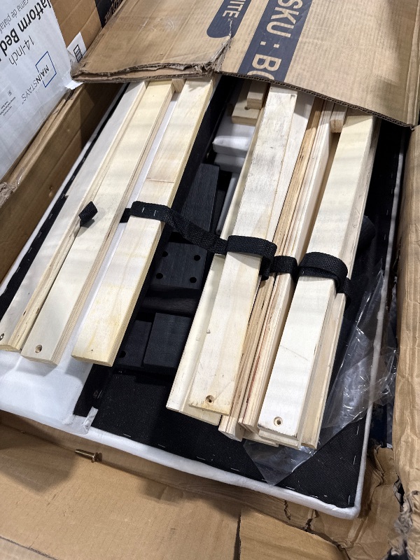 Photo 1 of ****MISSING HARDWARE****Queen Bed Frame/Velvet Upholstered Platform Bed Frame with Headboard/Strong Wood Slats Support/Mattress Foundation/No Box Spring Needed/Easy Assembly/White
**********SIMILAR****