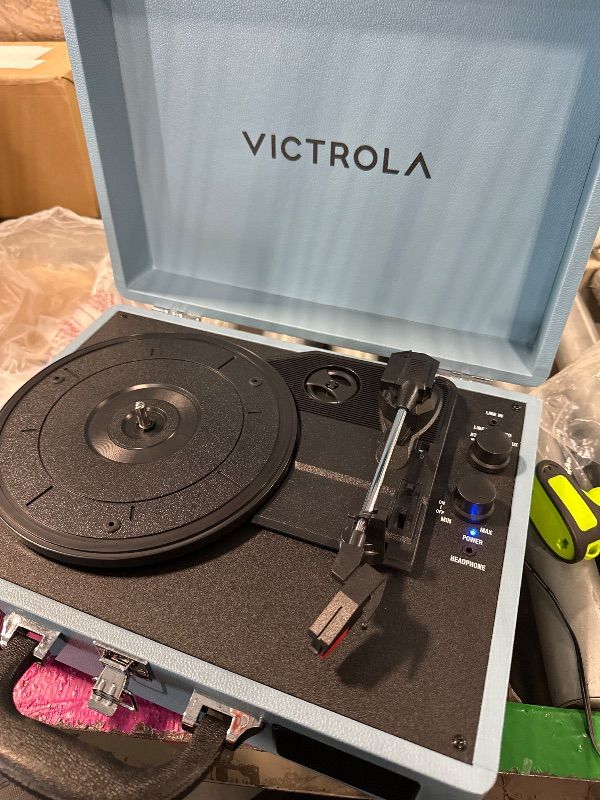 Photo 1 of Victrola Journey II (2025 Model) – Bluetooth Suitcase Record Player – Built-in Stereo Speakers with Enhanced Bass, 3-Speed Turntable, Bluetooth Input and Output, RCA & Headphone Outputs (Blue)