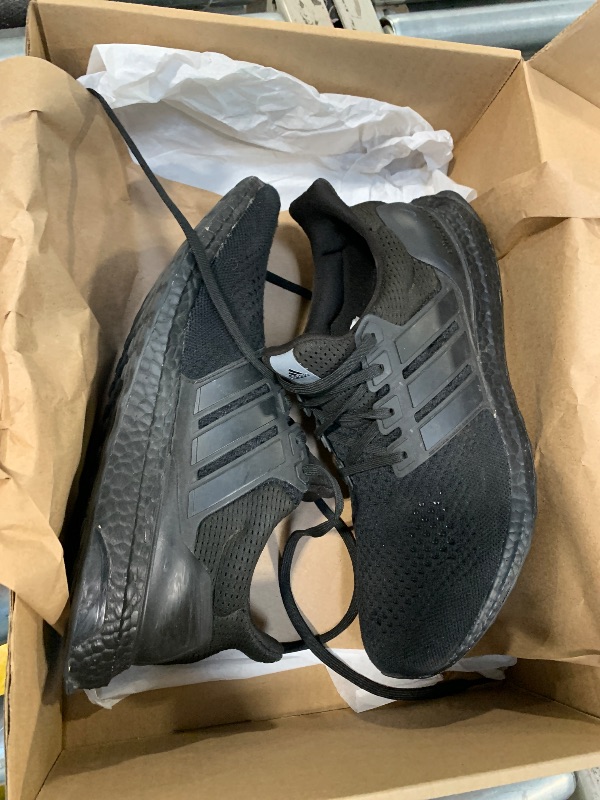 Photo 1 of ***Missing shoe no laces***adidas Men's Ultraboost 1.0 Running Shoe, Black/Black/Beam Green, 10.5