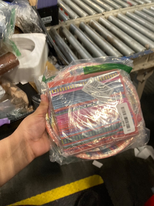 Photo 1 of 100PCS Mexican Serape Fiesta Plates and Napkins Party Supplies Mayo Tableware Set Decor Favors for Mexico Taco Colorful Stripes Pinata Ponchos Platters Dance Party Serves 25