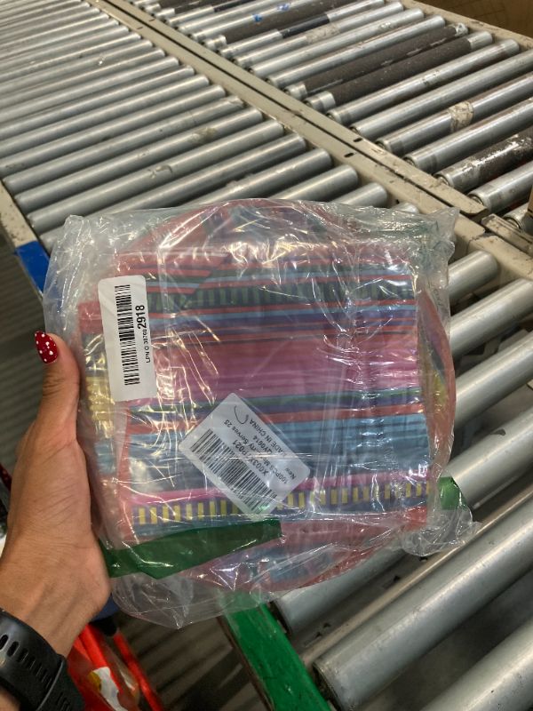 Photo 1 of 100PCS Mexican Serape Fiesta Plates and Napkins Party Supplies Mayo Tableware Set Decor Favors for Mexico Taco Colorful Stripes Pinata Ponchos Platters Dance Party Serves 25