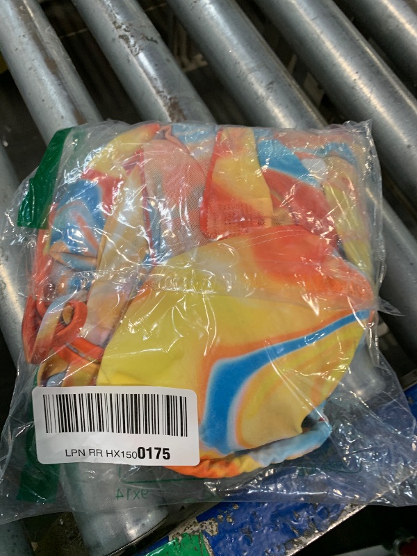 Photo 1 of COZYEASE Women's 4 Piece Swimsuits Sexy Bikini Sets Triangle Bathing Suit with Mesh Cover Up Beach Skirt & Bandana Multicolor All Over Print M