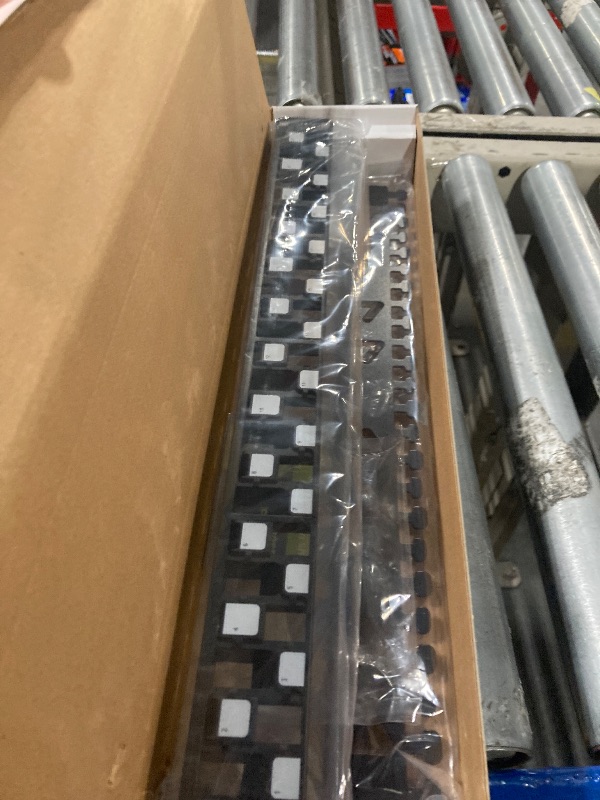 Photo 1 of trueCABLE 3-D Staggered 24 Port 19” Toolless Modular Patch Panel, Unshielded, Blank, 1U Rack Mount, with Cable Management Bar, High Density, Black