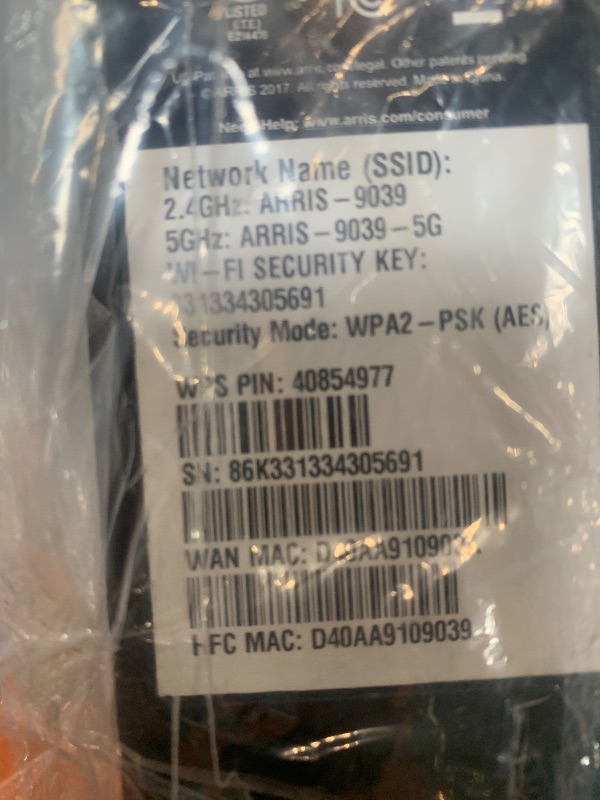 Photo 1 of ARRIS Surfboard SBG6950AC2 DOCSIS 3.0 Cable Modem & AC1900 Wi-Fi Router , Approved for Comcast Xfinity, Cox, Charter Spectrum & more , Four 1 Gbps Ports , 400 Mbps Max Internet Speeds