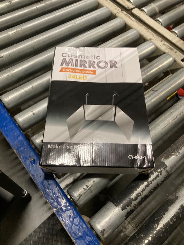 Photo 1 of **RIGHT MIRROR HAS A CRACK** HIEEY 3 Way Mirror for Hair Cutting with LED,360 Trifold with Height Adjustable Telescoping Hooks, and 5X Magnification, for Makeup and Styling (Black)