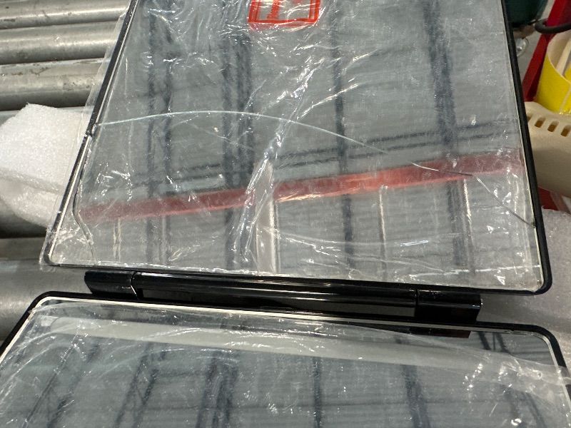 Photo 1 of **RIGHT MIRROR HAS A CRACK** HIEEY 3 Way Mirror for Hair Cutting with LED,360 Trifold with Height Adjustable Telescoping Hooks, and 5X Magnification, for Makeup and Styling (Black)