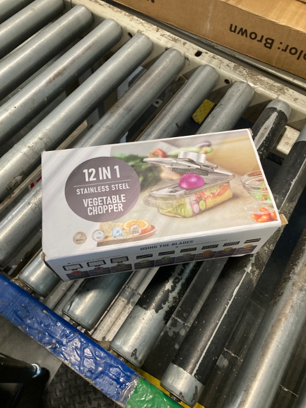 Photo 1 of 12-in-1 Vegetable Chopper, Mandoline Food Slicer for Kitchen, Cheese Grater, Veggie Chopper with Container, Vegetable Cutter for Onion, Salad and Fruit- Stainless Steel, Home Essential Tools