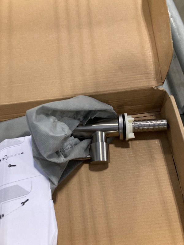 Photo 1 of ***Missing Thread Rod***
CREA Cold Water Only Faucet for Kitchen Bar Outdoor Sink 1 Hole High Arc 360°Swivle Single Handle Cold Water Tap Brushed Nickel Stailess Steel - 2.2" Extra Long Thread Rod..