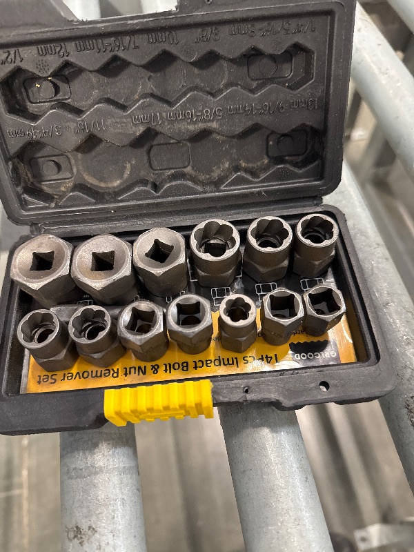 Photo 1 of Bolt Extractor Kit, 14 PCS Impact Bolt & Nut Remover Set with 3/8 Inch Adapter, Upgrade Stripped Bolt Extractor Socket Set with Portable Tool Box, Easy Out for Rusted, Damaged, Round Bolt Nuts Screws