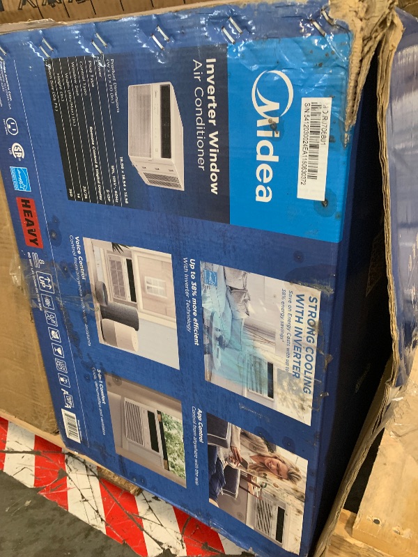Photo 1 of Midea 8,000 BTU Smart Inverter Window Air Conditioner with APP, Alexa Control, 115V AC Unit Cools up to 350 Sq. Ft, Quiet Operation, Energy Saving, Remote & Easy Installation Kit, White