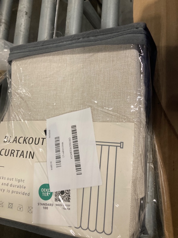 Photo 1 of 100% Blackout Shield Linen Blackout Curtains for Bedroom 96 Inches Long, Back Tab/Rod Pocket Living Room Drapes, Thermal Insulated Blackout Curtains 2 Panels Set, 50" W x 96" L,Cream