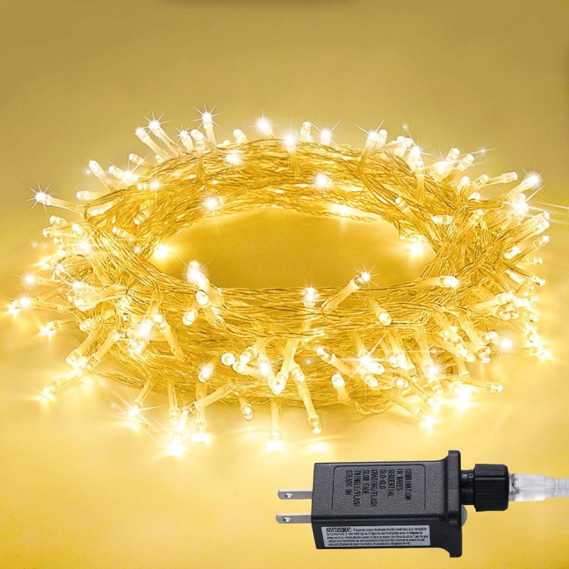 Photo 1 of **MISSING PLUG**JMEXSUSS Connectable Warm White String Lights Indoor Bedroom, 8 Modes Christmas String Light Plug in Classroom Lights, 33ft 100 LED Fairy Twinkle Light Outdoor for Classroom Christmas Tree Decor