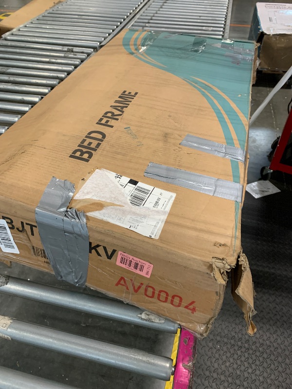 Photo 1 of ***MISSING HARDWARE**VECELO Twin Size Bed Frame, Upholstered Platform with Adjustable Diamond Tufted Headboard, Wood Slat Support, No Box Spring Needed, Velvet Black