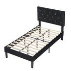 Photo 1 of *** SIMILAR PRODUCT ***Upholstered Bed, Platform Bed with Adjustable Headboard, Wood Slat Support, No Box Spring Needed, Twin Black Bed Frame