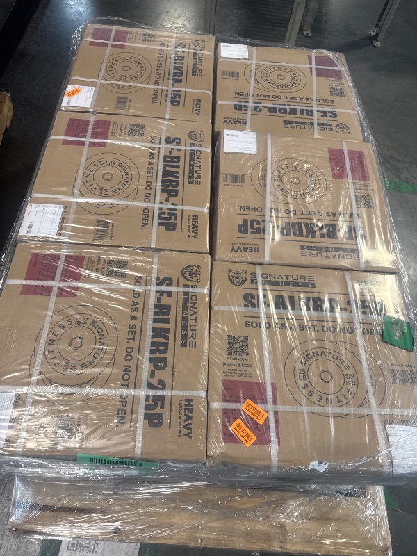 Photo 1 of --- 1 PALLET OF 30 BOXES --- Fitvids 2" Olympic Bumper Plate Weight Plates with Steel Hub, 25LB, Pair