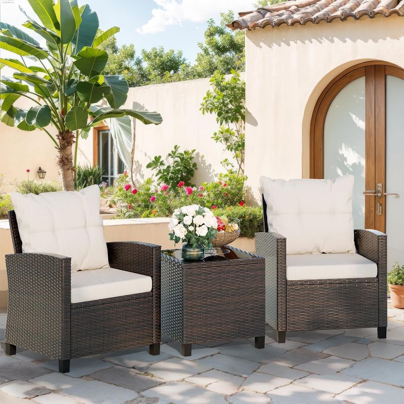 Photo 1 of ***Similar***
ovios Patio Furniture Set, 5 Pieces Outdoor Wicker Sofa Couch with Ottomans Comfy Cushions, All Weather High Back Rattan Conversation Set for Backyard Porch, Dark Grey