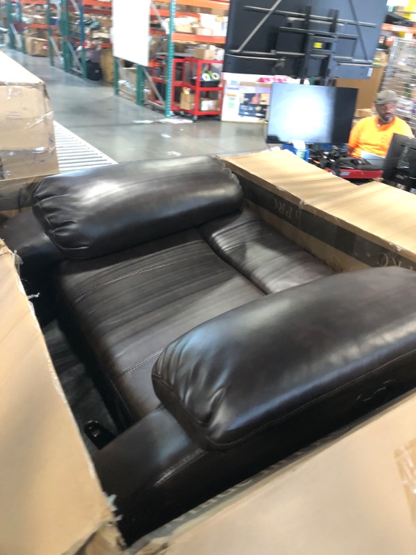 Photo 1 of ***missing backrest*** YITAHOME Oversized Rocker Recliner Chair: Manual Reclining Lazy Boy Chair with Heat & Massage, Overstuffed Armrest, Rocking Function, Faux Leather Recliner for Living Room with Side Pocket Brown