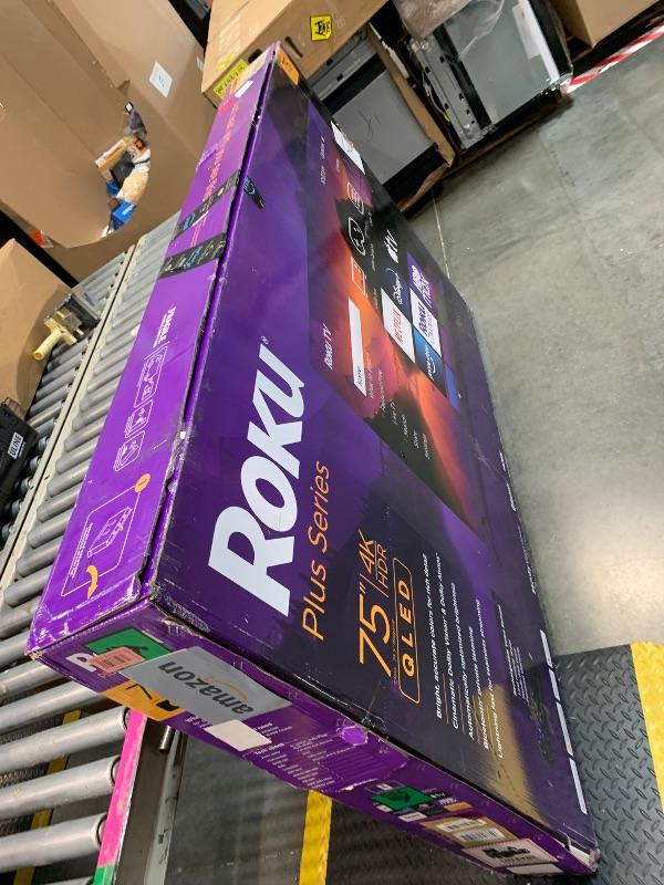 Photo 1 of Roku Smart TV – 75-Inch Plus Series 4K QLED RokuTV with Roku Voice Remote Pro, Dolby Vision, Striking 4K Resolution, Automatic Brightness, & Seamless Streaming – Live Local News & Sports