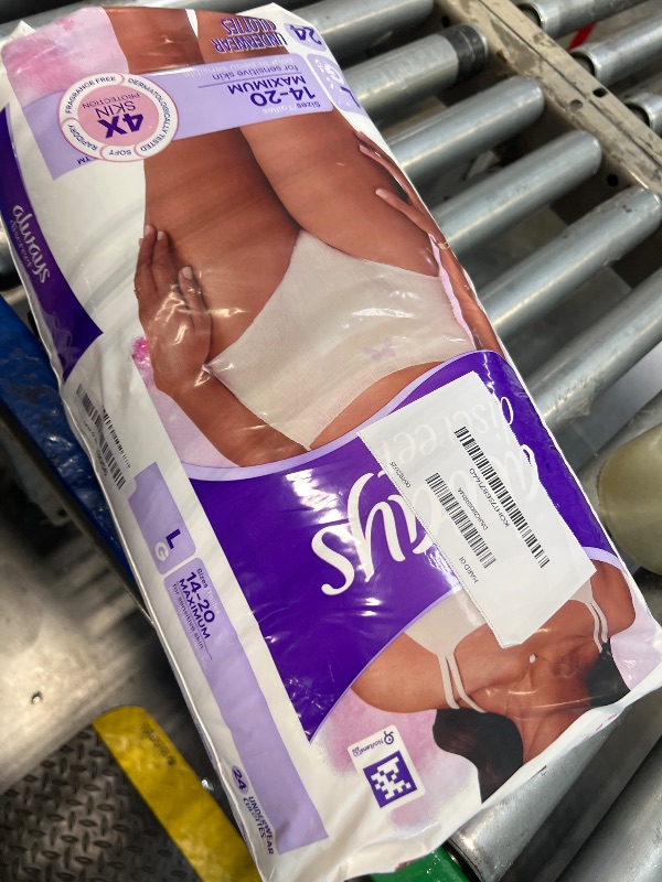 Photo 1 of Always Discreet for Sensitive Skin Underwear, Four Times Skin Protection, Dermatologically Tested, Fragrance-Free, Maximum Absorbency, L, 24 Count (Packaging May Vary)