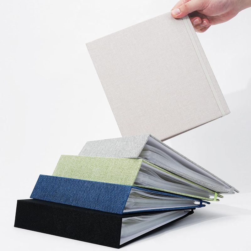 Photo 1 of ****similar***Vienrose Linen 3-Ring Photo Album HoldsPicture Album with Multiple Size Pockets, Memory Book for Family Wedding Anniversary Baby, Blue