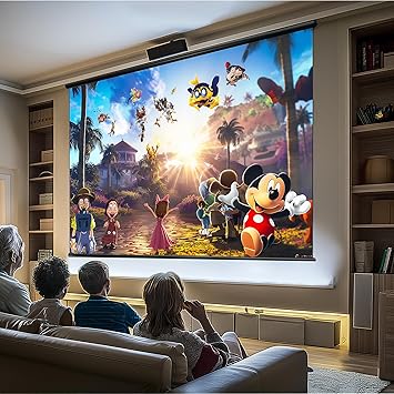 Photo 1 of 100" Motorized Projector Screen, Electric 4:3 Projector Screen with Remote Control, Indoor/Outdoor HD Movie Screen, Wall/Ceiling Mounted, Perfect for Home Office Theater TV, White