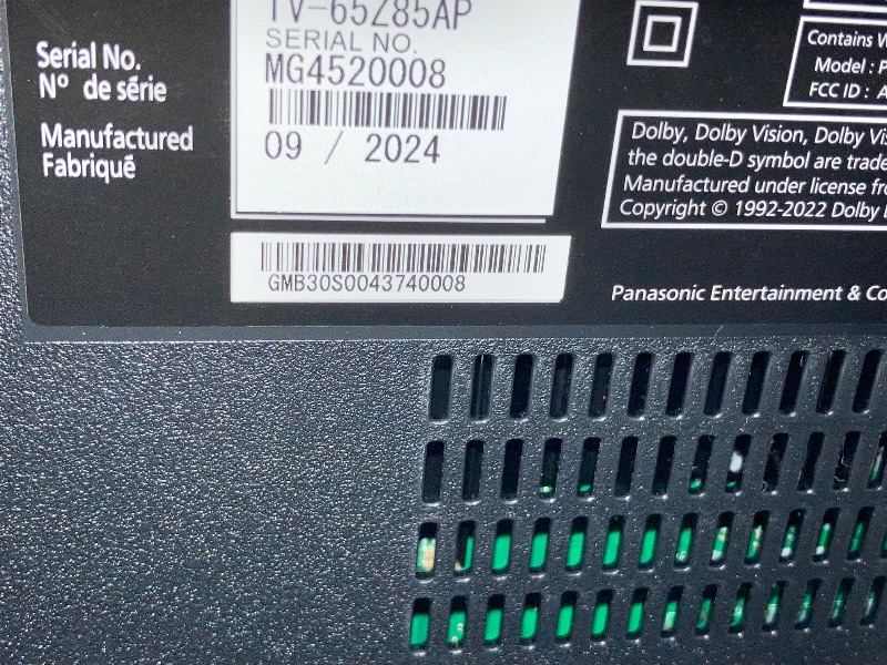 Photo 1 of ** USE FOR PARTS**
Panasonic Z85 Series (2024 Model) 65-inch OLED 4K Ultra HD Smart Fire TV, Dolby Vision IQ, HDR10+ Adaptive, 120Hz Refresh Rate - 65Z85AP