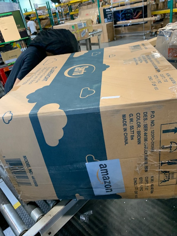 Photo 1 of Serta Claremont Ergonomic Executive Office Chair with Back in Motion Technology, Adjustable Mid Back Desk Chair with Lumbar Support, Bonded Leather, Chestnut Brown