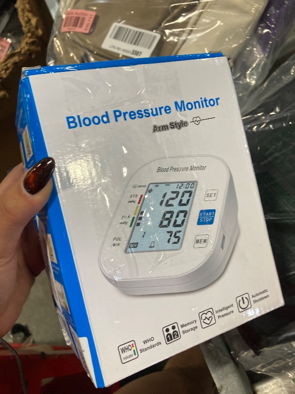Photo 1 of Blood Pressure Monitors, Automatic Upper Arm Blood Pressure Machines for Home Use with Large Cuff Adjustable BP Machine for Adult Elderly BSX583 (White)