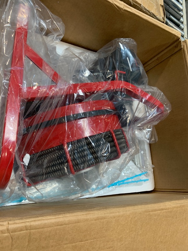 Photo 1 of VEVOR Drain Cleaner Machine 100FT x 1/2 Inch, Auto Feed Sewer Snake Auger on Wheels, 550W Portable Drain Cleaning Machine with 8 Cutters & Air-activated Foot Switch for 2" to 4" Pipes