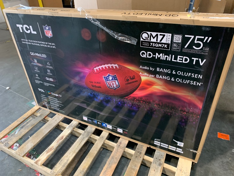 Photo 1 of ***FOR PARTS, SCREEN IS BROKEN!!!*** TCL 75-Inch Class QM7K Series QD-Mini LED 4K UHD Google Smart TV Best Premium Mini-LED TV - QLED, 144hz, 288hz Gaming Rate, Anti-Reflective Screen, Bang & Olufsen Audio, Atmos (75QM7K, 2025 Model)