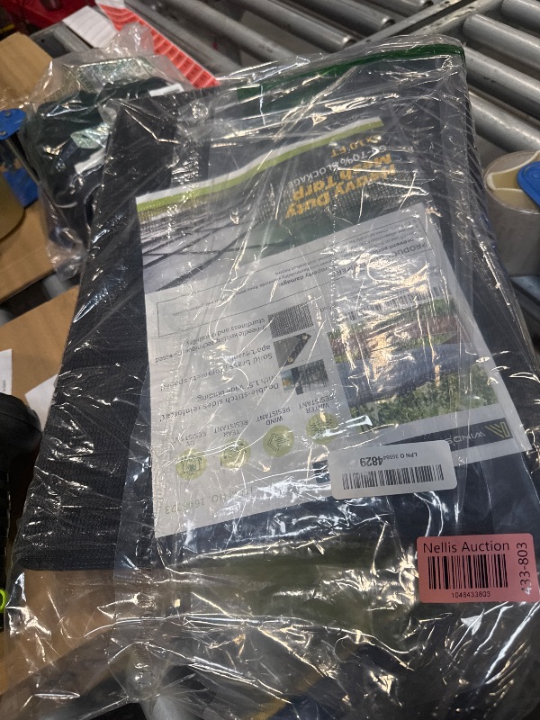 Photo 1 of [WindscreenSupplyCo] 60-70% 8 FT X 10 FT Mesh Tarp/Shade Cloth 9-Needle Knitted Heavy Duty Black with Grommets for Green House, Garden, pergola, Pools, Dump Truck - MT0810BLKX1