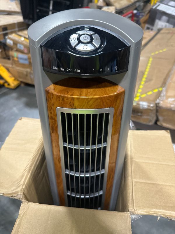 Photo 1 of ***Base is missing***Lasko Oscillating Tower Fan with Remote, Quiet Floor Fans for Bedroom, 42", Woodgrain and Grey      