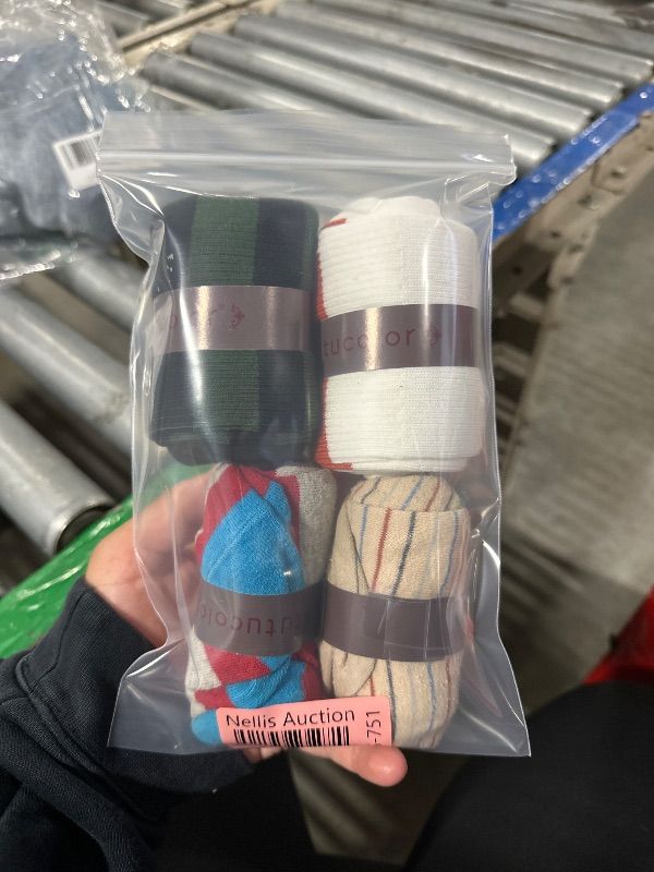 Photo 1 of **MISSING 1 PAIR** Amazon Essentials Men's Comfortable Patterned Dress Socks, 5 Pairs, Mini Stripe/Stripe, 8-12