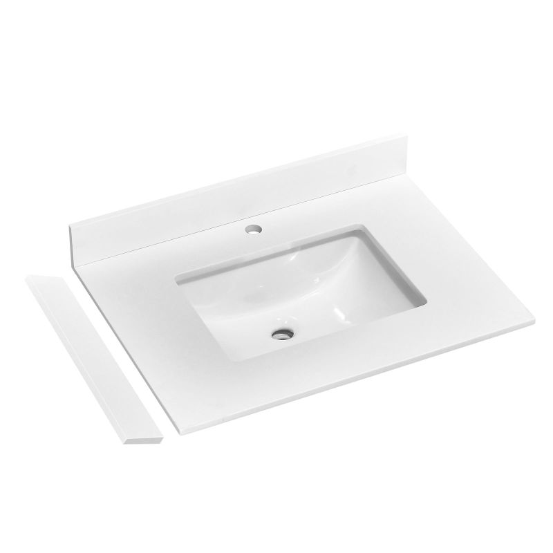 Photo 1 of **No Return****No Return****No Return****No Return****No Return****No Return**
1) EQLOO 30" X 22" VANITY TOP, QUARTZ VANITY SINK TOP IN PURE WHITE, WITH ONE SIDESPLASH & ONE BACKSPLASH, WITH UNDERMOUNTED RECTANGULAR SINK,SINGLE FAUCET HOLE FOR VANITY TOP 