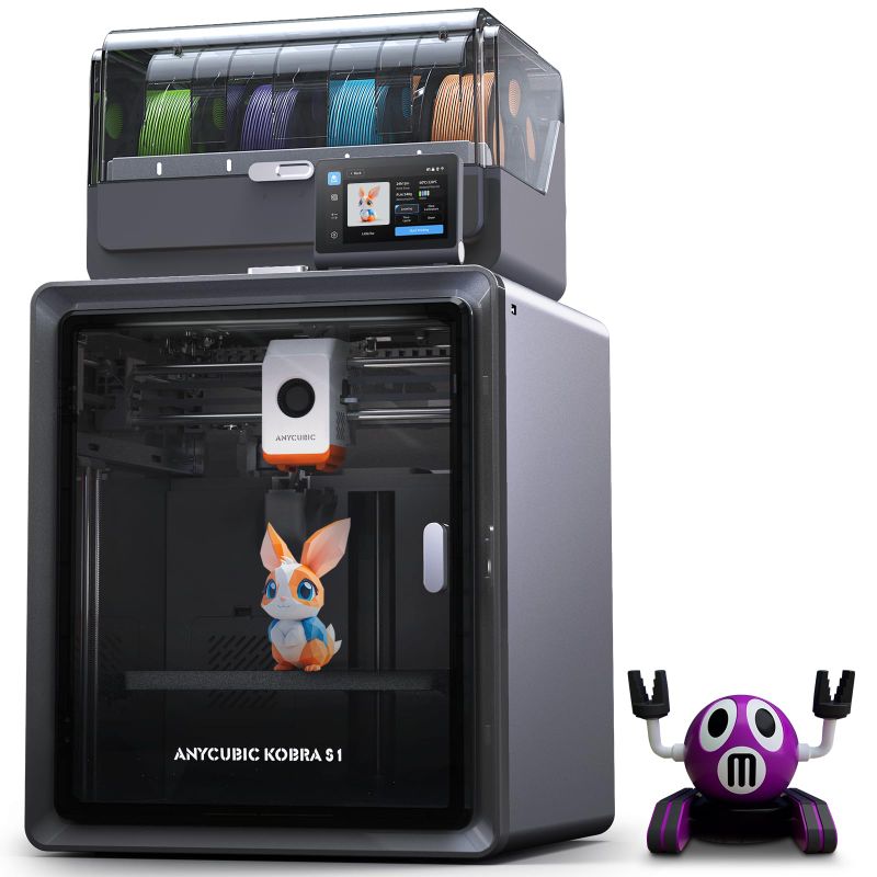 Photo 1 of **No Return****No Return****No Return****No Return****No Return****No Return**
1) ANYCUBIC KOBRA S1 COMBO 3D PRINTER, 4 STUNNING MULTICOLOR WITH ANYCUBIC ACE PRO, 600MM/S HIGH SPEED AND 320? HOTEND FREE-CLOG EXTRUDER, INTELLIGENT DRYING WHILE PRINTING, BU