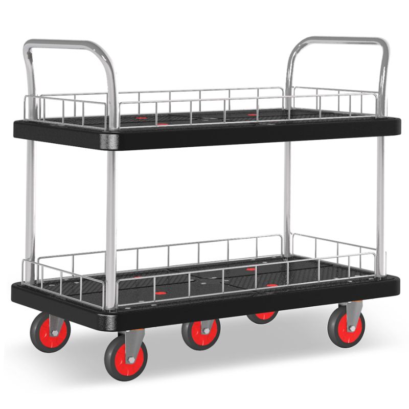 Photo 1 of **No Return**No Return**No Return**No Return**No Return**No Return**
1) UTILITY SERVICE CART 2 SHELF - 880LBS CAPACITY HEAVY-DUTY PLASTIC ROLLING UTILITY CARTS WITH 5 OF 360° SWIVEL WHEELS AND HANDLE, LARGE SERVICE CART FOR GROCERIES, WAREHOUSE,GARAGE 43.