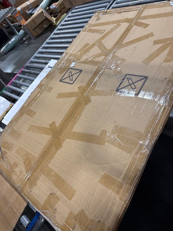 Photo 1 of **No Return**No Return**No Return**No Return**No Return**No Return**No Return**
1) WALKER EDISON PORTSMOUTH CLASSIC 2 GLASS DOOR TV STAND FOR TVS UP TO 80 INCHES, 70 INCH, GREY WASH**Missing parts**
2) BALL & CAST FULL SIZE UPHOLSTERY PLATFORM BED WITH PO