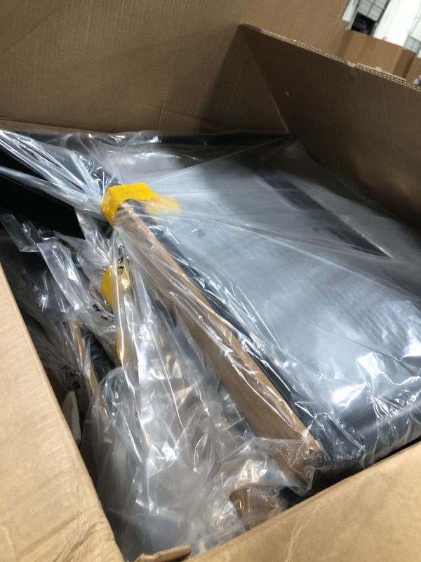 Photo 1 of **No Return**No Return**No Return**No Return**No Return**No Return**No Return**
1) WALKER EDISON PORTSMOUTH CLASSIC 2 GLASS DOOR TV STAND FOR TVS UP TO 80 INCHES, 70 INCH, GREY WASH**Missing parts**
2) BALL & CAST FULL SIZE UPHOLSTERY PLATFORM BED WITH PO