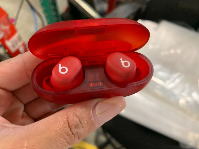 Photo 1 of *Minor Damaged*
Beats Solo Buds - Wireless Bluetooth Earbuds | 18 Hours of Battery Life | Apple & Android Compatibility | Built-in Microphone - Transparent Red