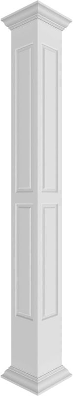 Photo 1 of 
Ekena Millwork 8"W x 8'H Premium Square Non-Tapered Double Raised Panel PVC Endura-Craft Column Kit, Crown Capital & Base